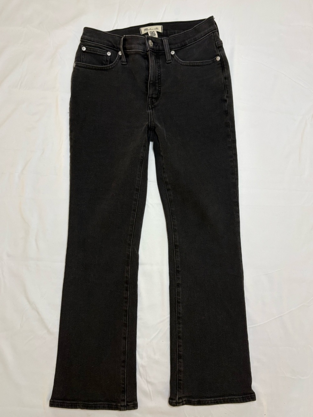 Madewell Mid Rise Kick Out Jeans Crop Mini Flare Women’s 26 Black Wash Denim